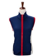 Load image into Gallery viewer, Blue and white merino wool ski vest