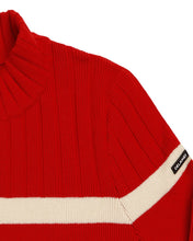 Load image into Gallery viewer, Women's Merino Wool Full Zip Ski Sweater in Downhill Red
