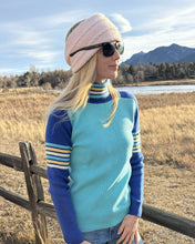 Load image into Gallery viewer, Women's Merino Wool Turtleneck Ski Sweater in Aqua