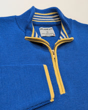 Load image into Gallery viewer, men's quarter zip blue ski sweater