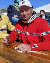 Load image into Gallery viewer, Men's Carver red merino wool ski sweater with quarter-zip collar