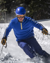 Load image into Gallery viewer, mens blue quarter zip ski sweater