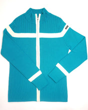 Load image into Gallery viewer, Women's Merino Wool Full Zip Ski Sweater in Aqua