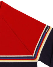 Load image into Gallery viewer, Men's Merino Wool Crew Neck Ski Sweater - Downhill Red and Midnight Blue