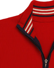 Load image into Gallery viewer, Men's Merino Wool Quarter Zip Ski Sweater in Downhill Red