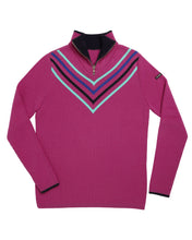 Load image into Gallery viewer, Women’s Azalea Ski Sweater – Quarter Zip with Chevron Stripe Design