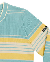 Load image into Gallery viewer, Women's Merino Wool Crew Neck Ski Sweater in Aqua Full Stripe