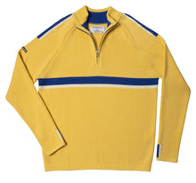 Load image into Gallery viewer, Men&#39;s Delaine Downhill Racer yellow ski sweater
