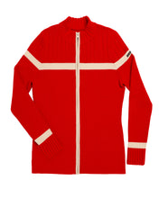 Load image into Gallery viewer, Women's Delaine red full zip wool ski sweater