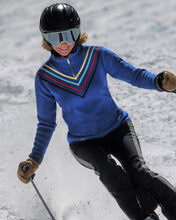 Load image into Gallery viewer, Women's blue merino wool ski sweater