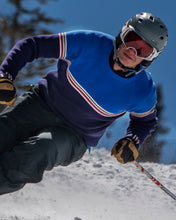 Load image into Gallery viewer, Classic crew wool ski sweater blue merino wool by Delaine