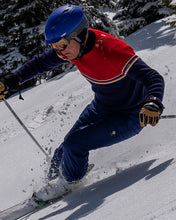 Load image into Gallery viewer, Men&#39;s classic vintage wool ski sweater in red and blue with a retro style
