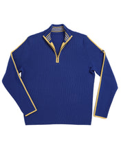 Load image into Gallery viewer, Delaine Men's Classic Vintage Wool Ski Sweater Quarter Zip in Ultramarine