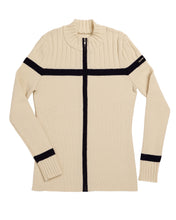 Load image into Gallery viewer, Delaine Women's Full Zip Classic Wool Ski Sweater in Natural Ivory