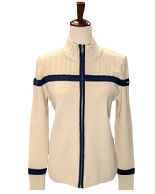 Load image into Gallery viewer, Delaine women's white cardigan wool ski sweater
