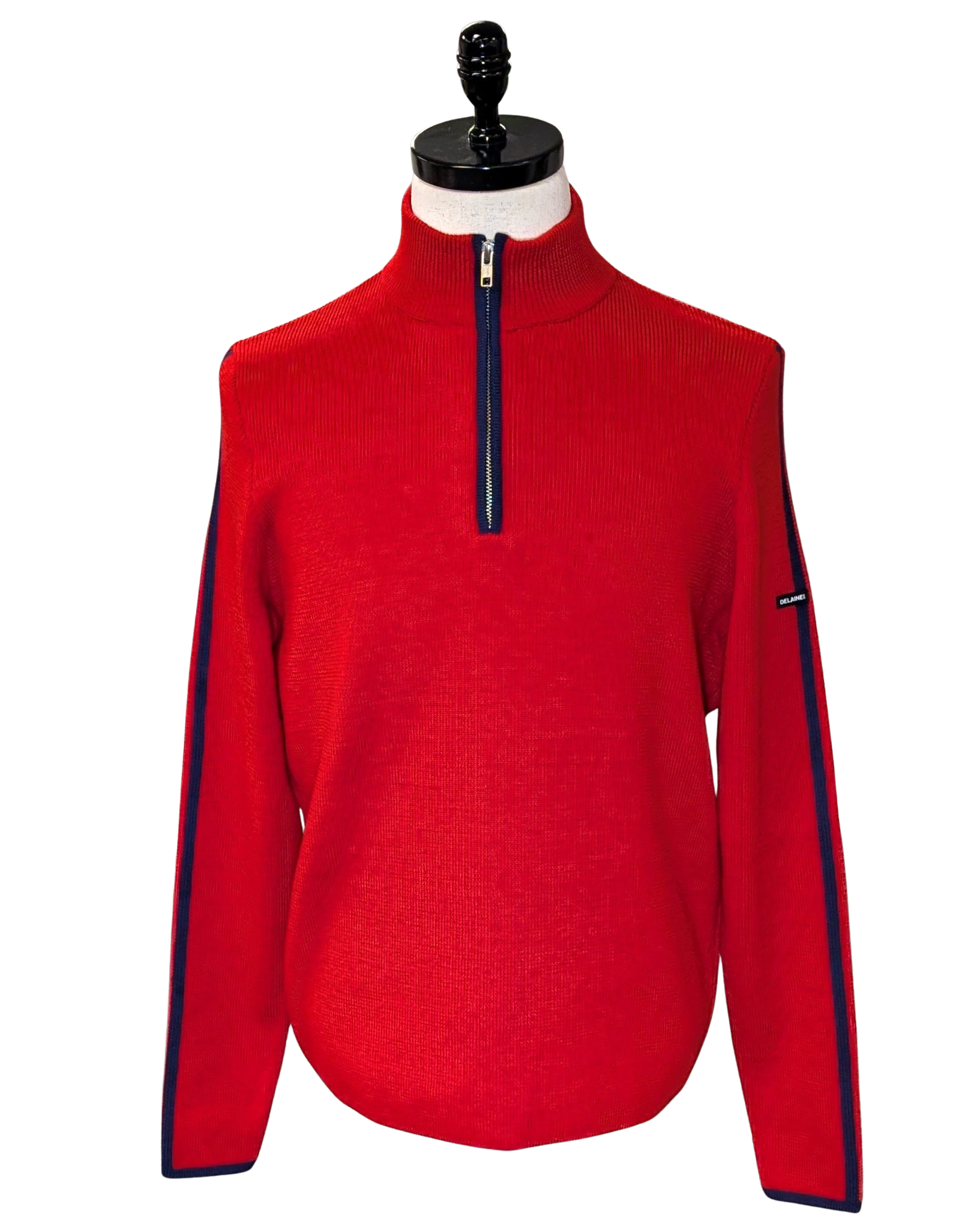 スキー hercari Men's Merino Wool Quarter Zip Ski Sweater in Downhill Red