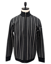 Load image into Gallery viewer, warm black and white merino zip up

