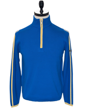 Load image into Gallery viewer, men's light blue quarter zip merino ski sweater
