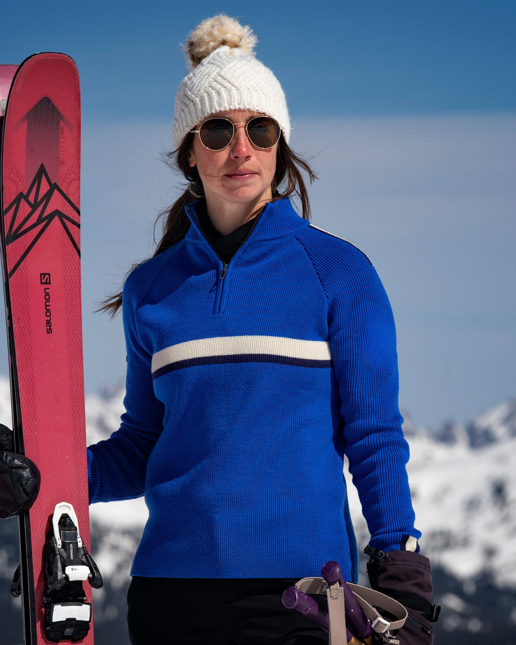 Women's Downhill Racer Ski Sweater- Ultra Marine