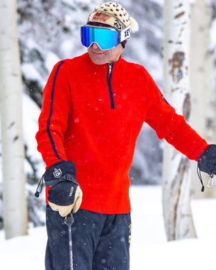 Red men's wool ski sweater by Delaine & Co.