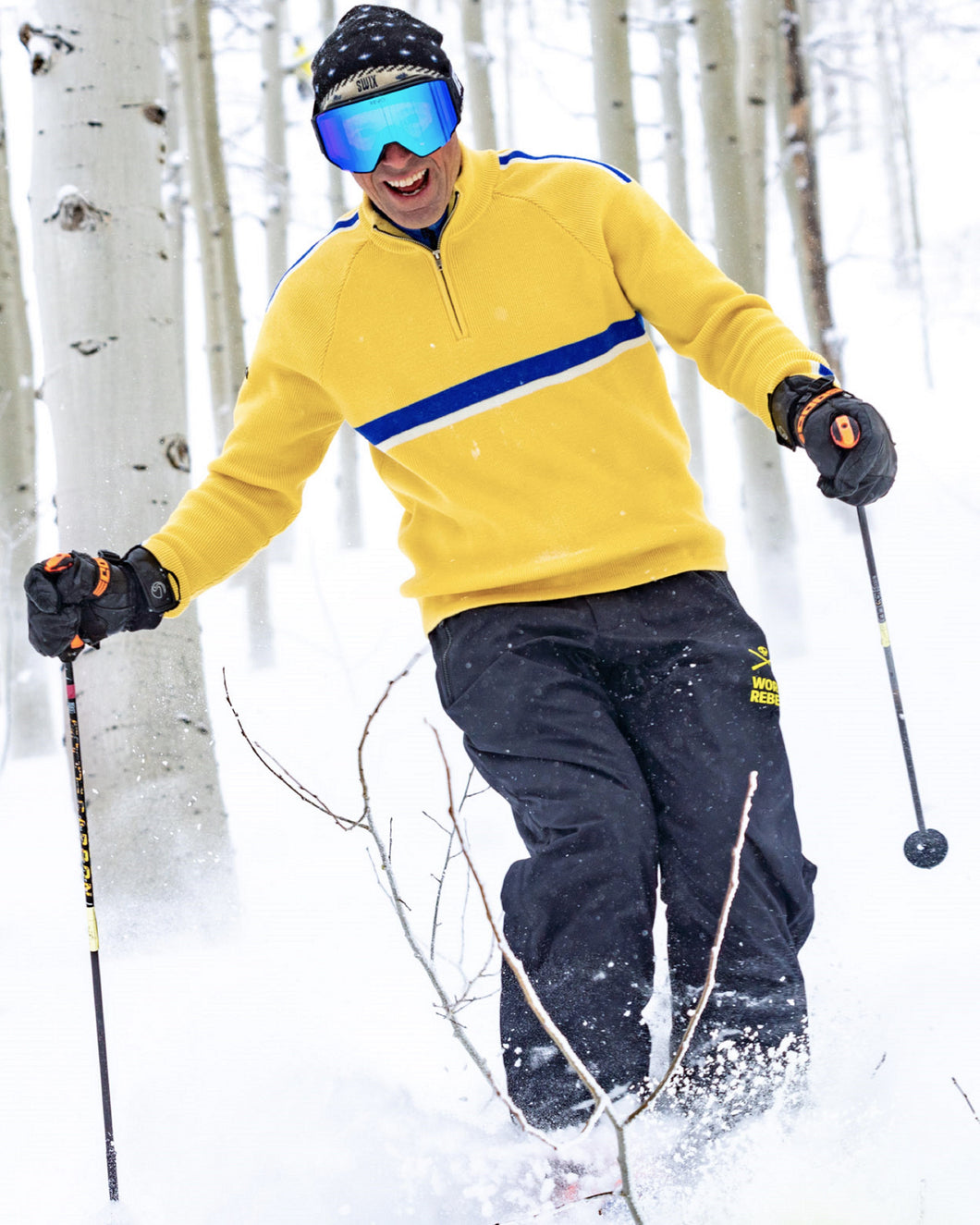 Men's yellow wool ski sweater