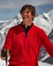Load image into Gallery viewer, Men&#39;s classic wool ski sweater in red by Delaine
