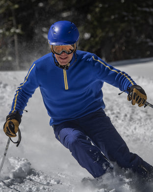 Delaine Men's Quarter Zip Vintage Wool Ski Sweater n Ultramarine